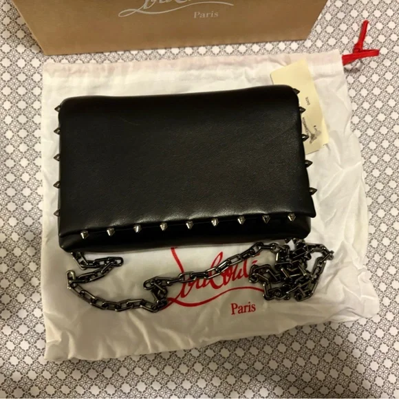 Christian Louboutin Black Studded Chain Clutch - Picture 4 of 10